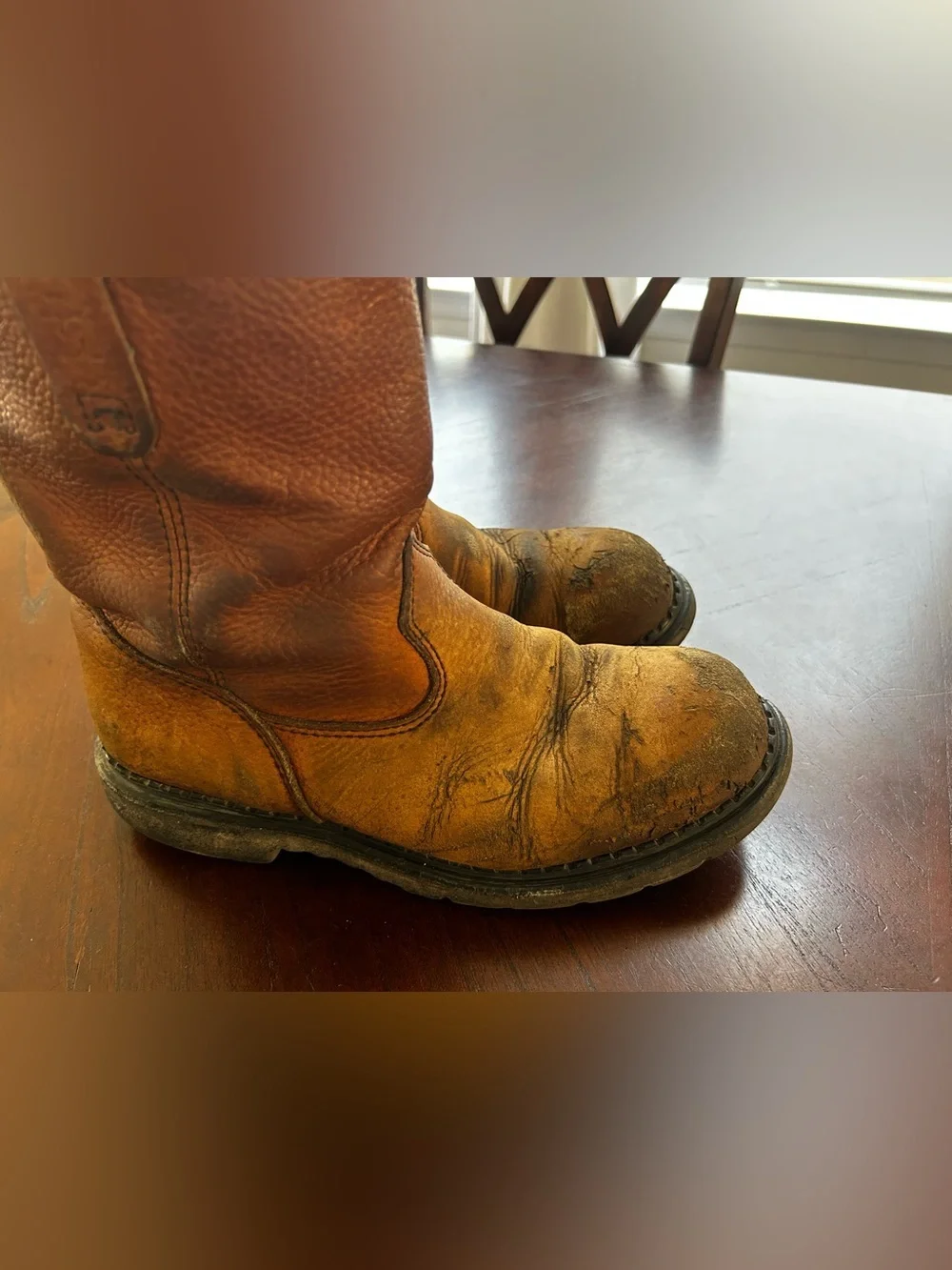 Vintage Red Wing Pecos Pull-On Work Boots Made in USA Distressed Leather size 9D